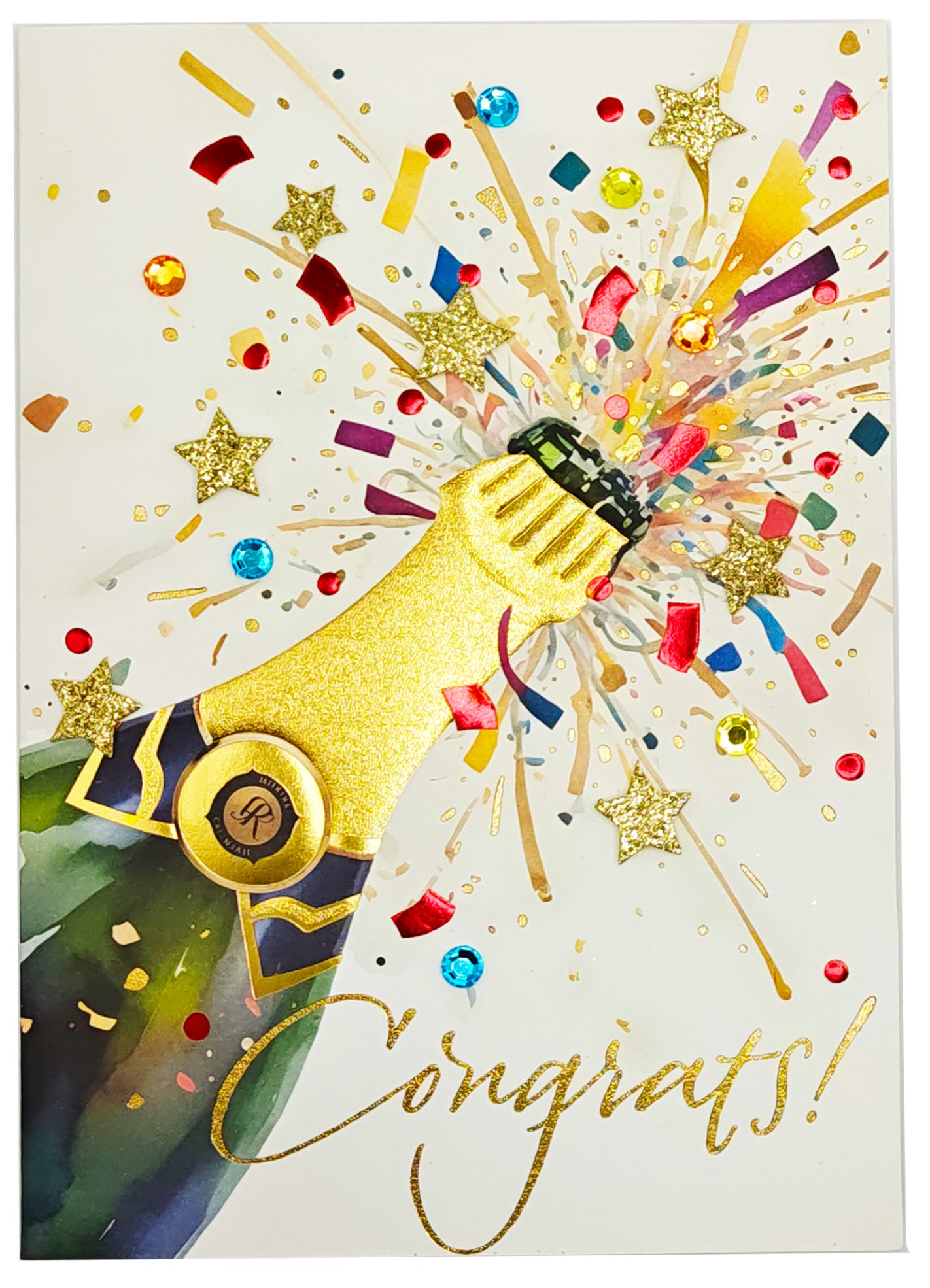 Champagne Bottle Congratulations Card