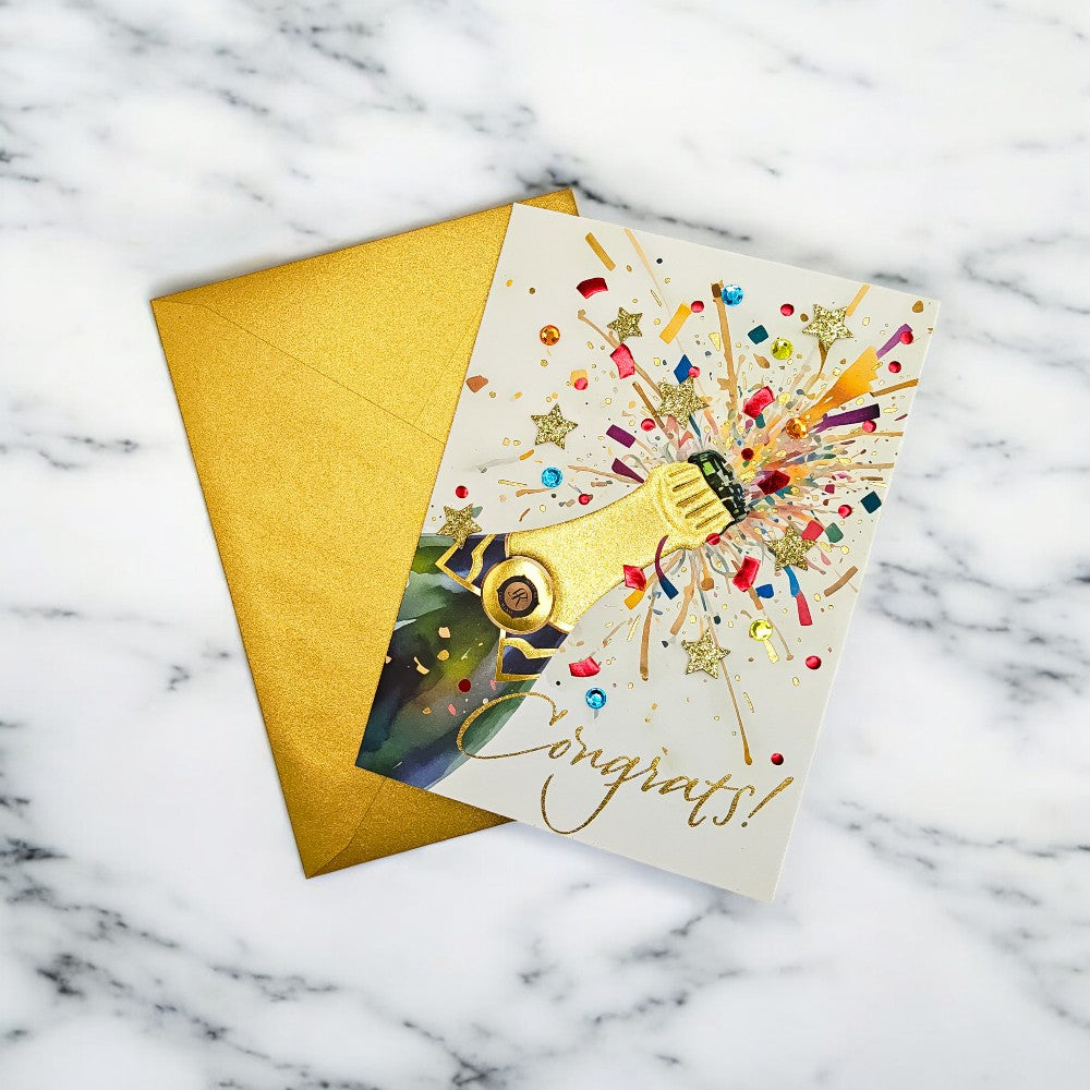 Champagne Bottle Congratulations Card