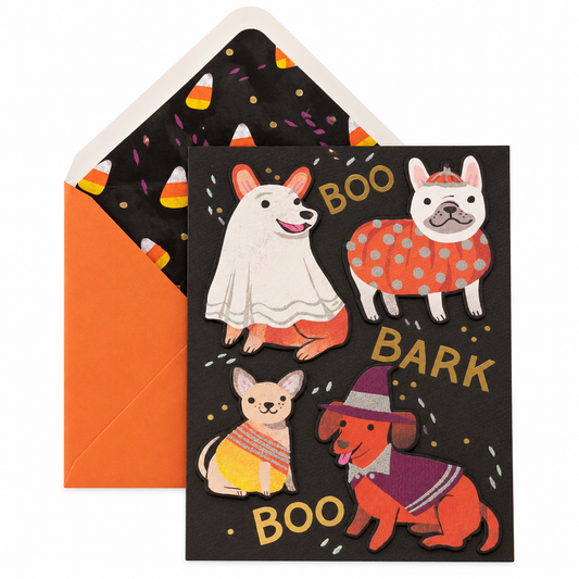 Dogs In Costume Halloween Card