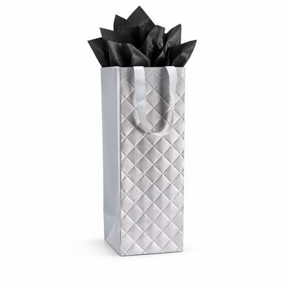 Diamond Weave Silver Bottle Gift Bag