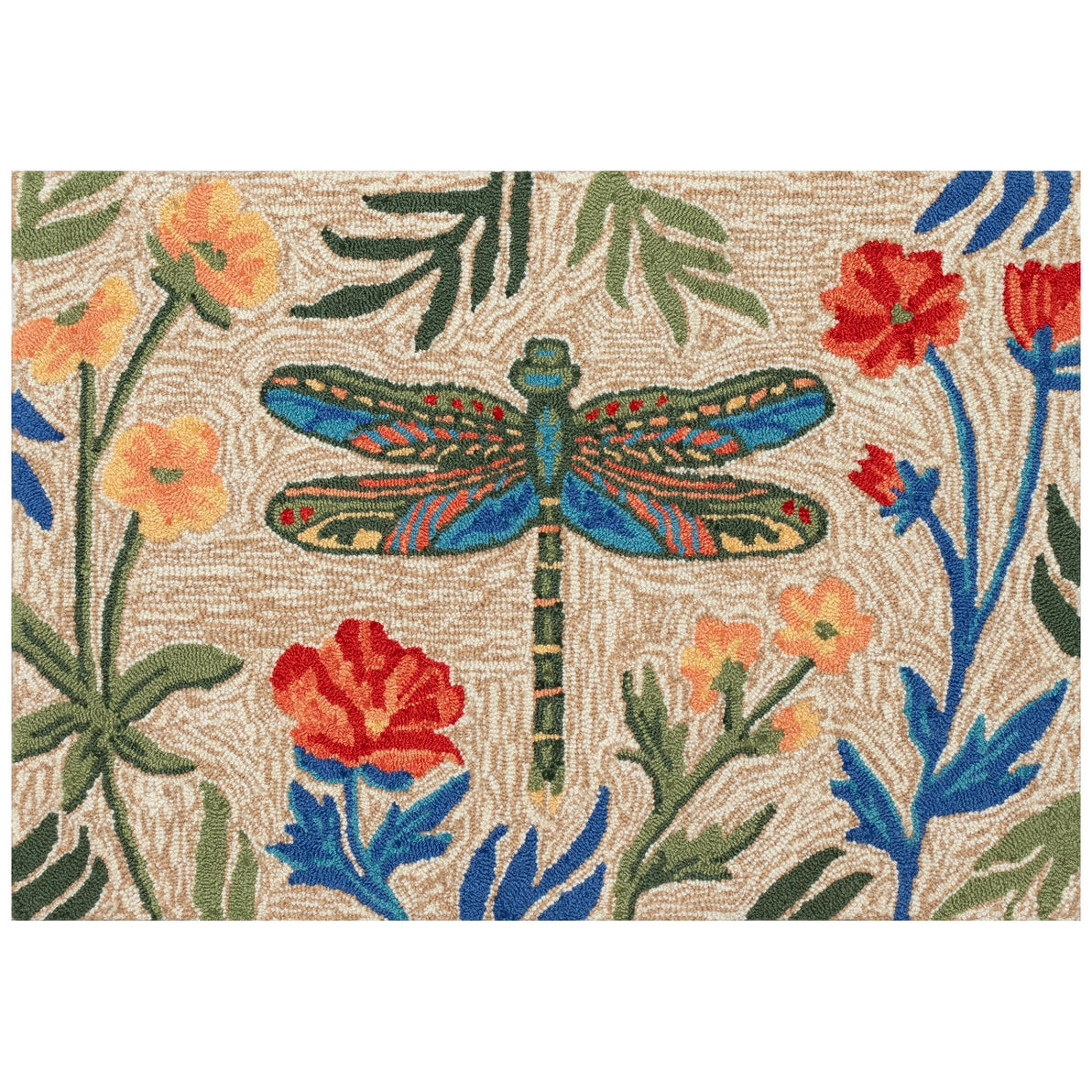 Frontporch Floral Dragonfly Indoor/Outdoor Area Rug Multi
