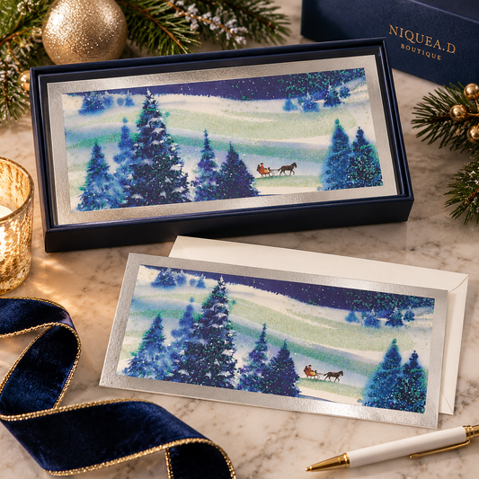 Horse Drawn Sleigh Scene Boxed Christmas Cards