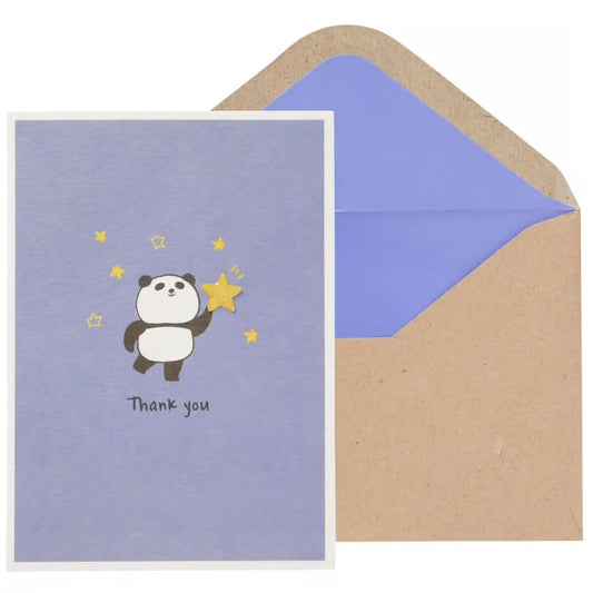 Panda With Flowers Thank You Card
