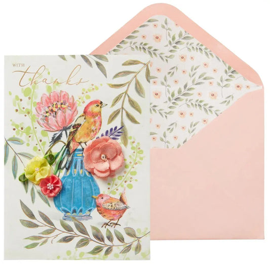 Birds With Vase Thank You Card