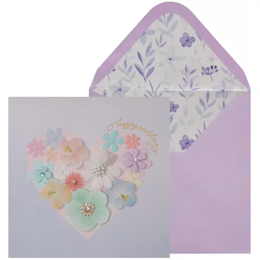 Floral Heart Wedding Card