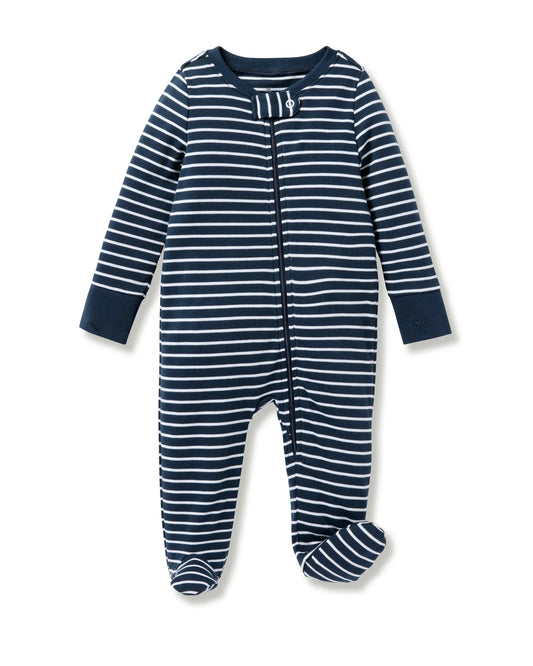 Baby's Pima Romper in Navy Stripes