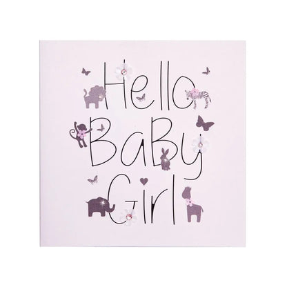 Hello Baby Girl Lettering Baby Card