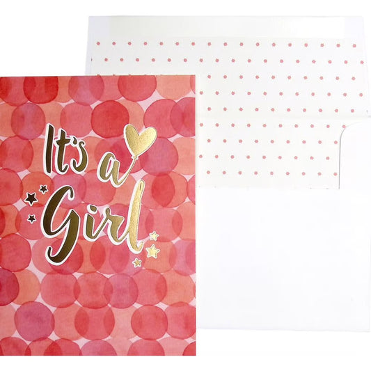 Watercolor Girl Baby Congratulations Card