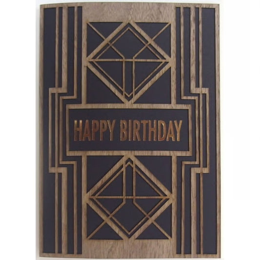 Laser Cut Deco Wood Birthday Card