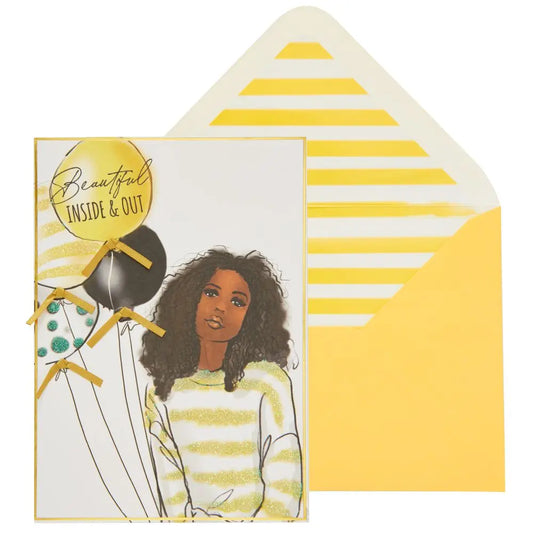 Woman In Stripes Birthday Card