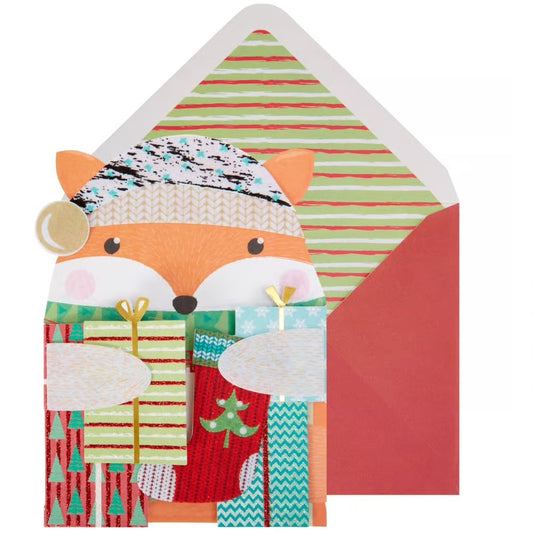 Cute Die Cut Penguin Christmas Card