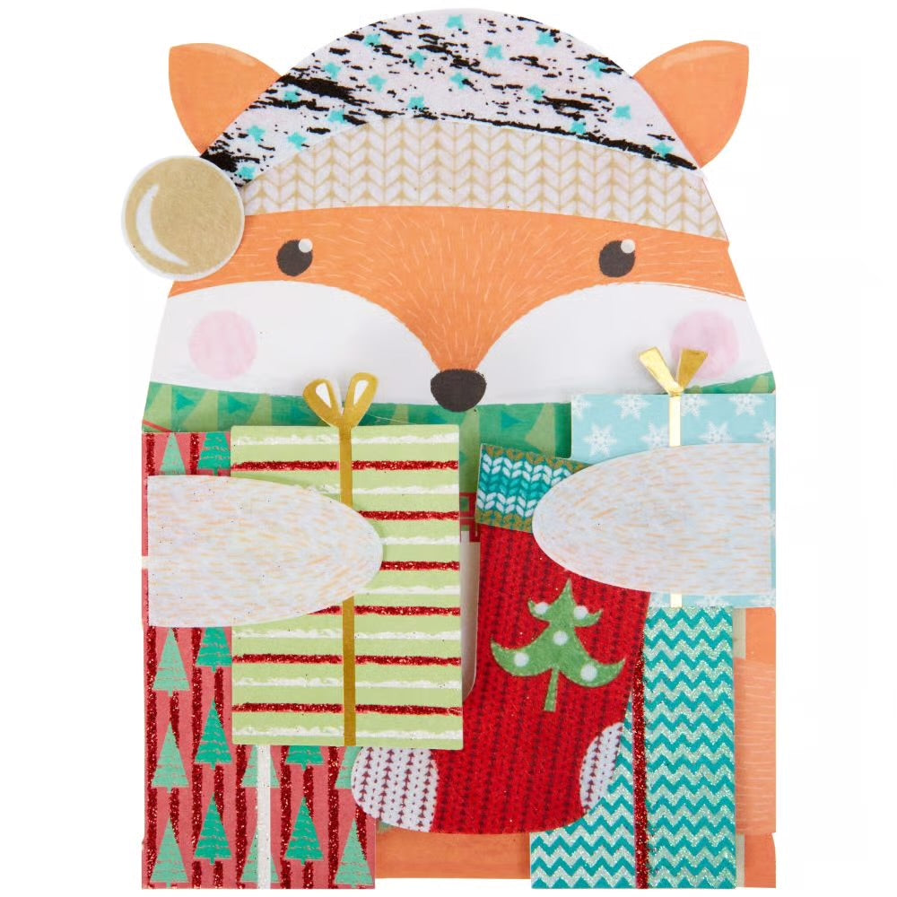 Cute Die Cut Penguin Christmas Card