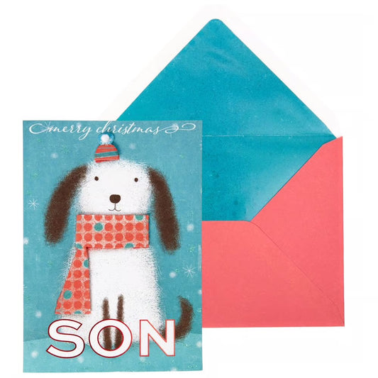 Dog With Scarf Christmas Card