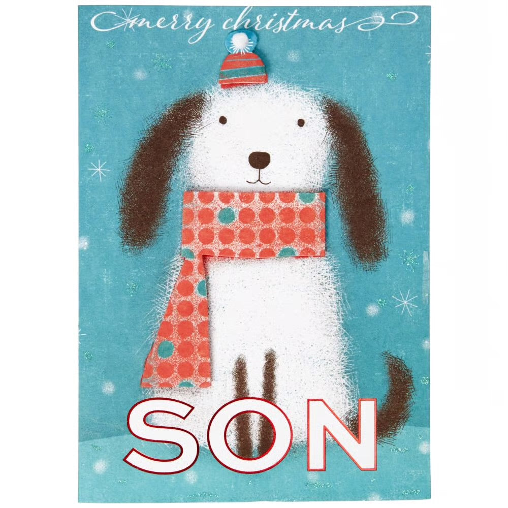 Dog With Scarf Christmas Card