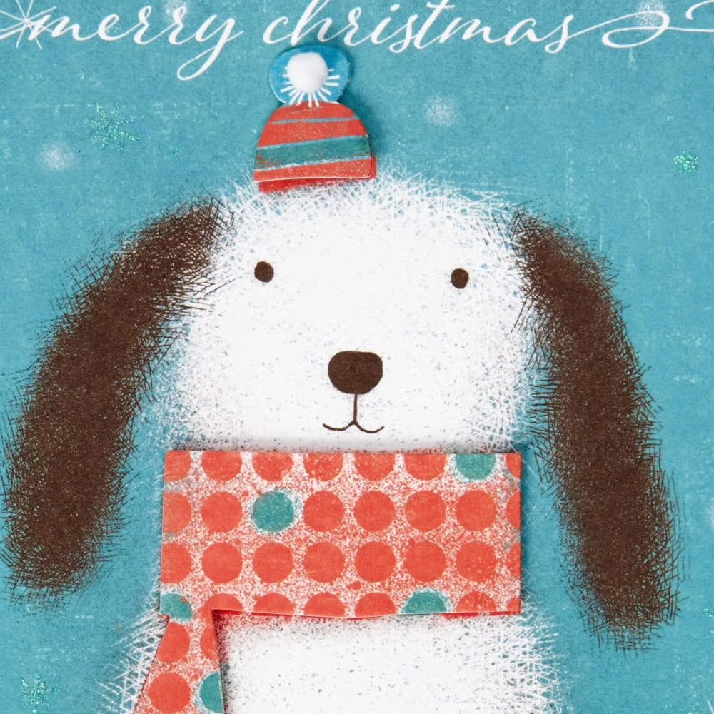 Dog With Scarf Christmas Card