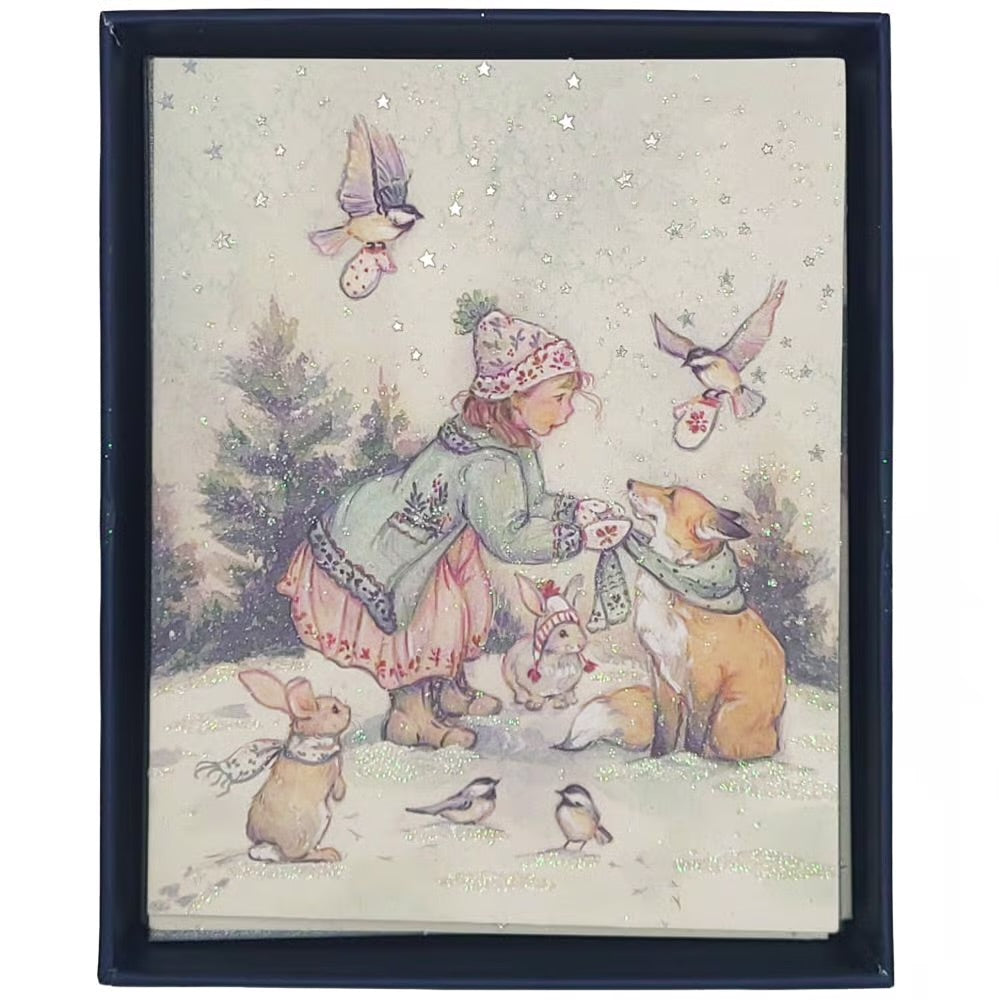 Storybook Girl and Animals Boxed Christmas Cards