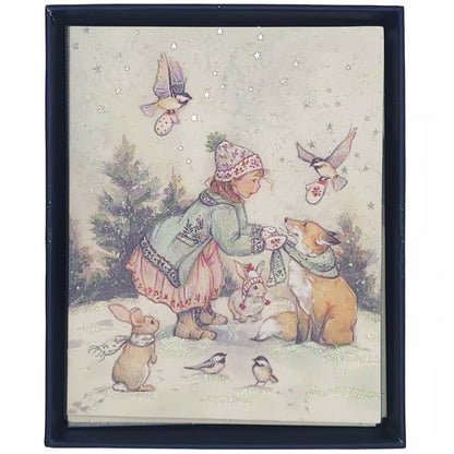 Storybook Girl and Animals Boxed Christmas Cards
