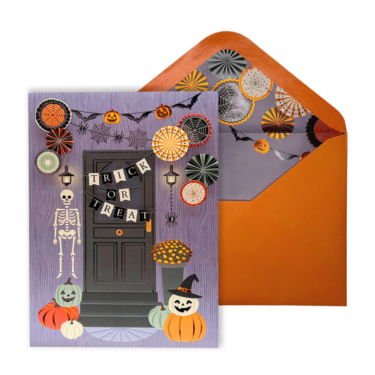Decorated Front Porch Halloween Card
