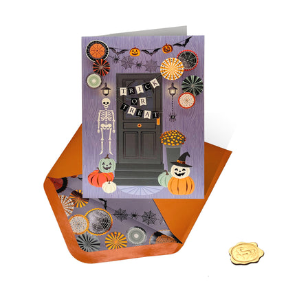 Decorated Front Porch Halloween Card