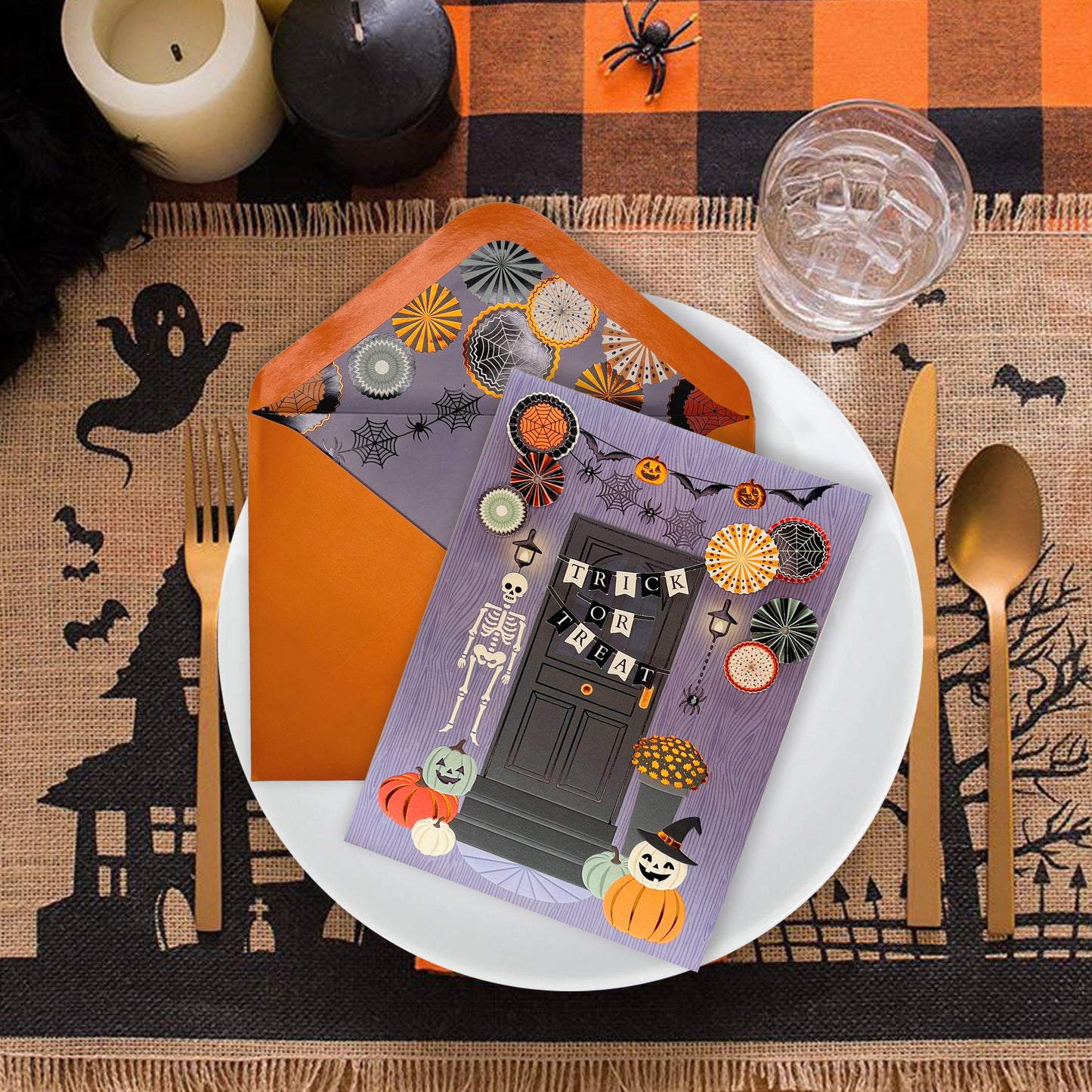 Decorated Front Porch Halloween Card