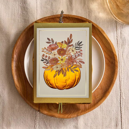 Pumpkin Centerpiece with Flower Halloween Card