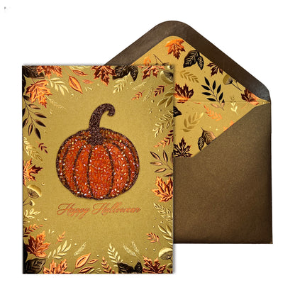 Beaded Pumpkin Halloween Card