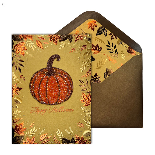 Beaded Pumpkin Halloween Card