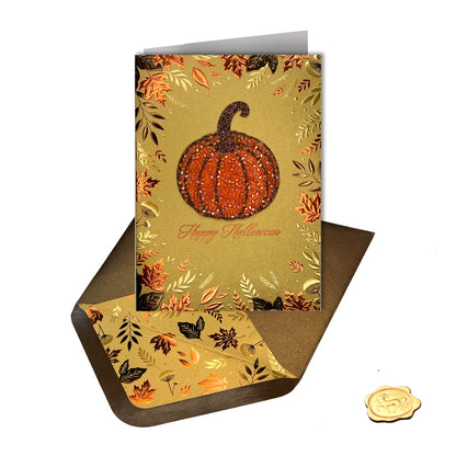 Beaded Pumpkin Halloween Card