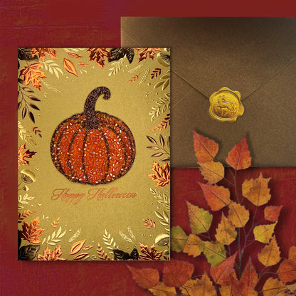 Beaded Pumpkin Halloween Card