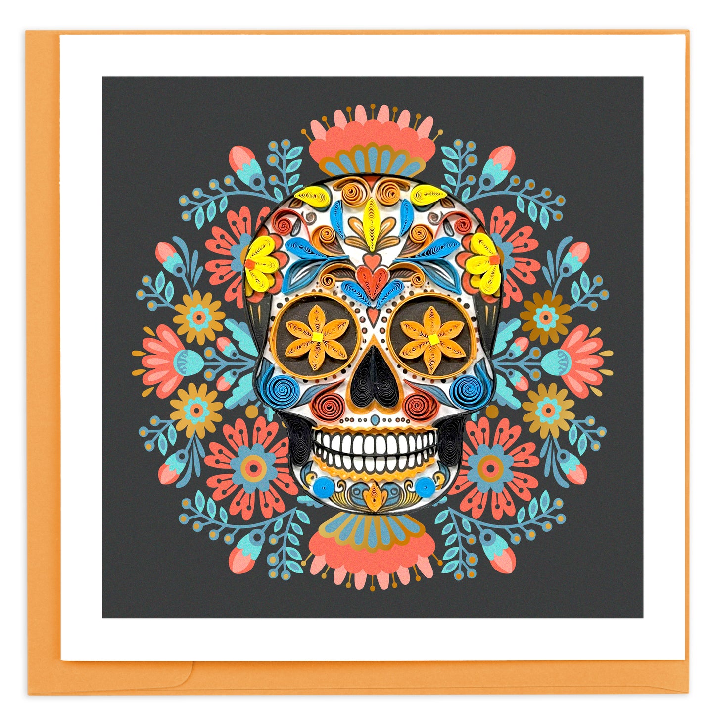 Quilled Day of the Dead Skull Halloween Card