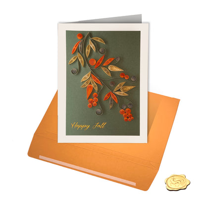 Quilling Branch with Leaves Thanksgiving Card