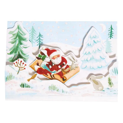 Santa Sledding Christmas Card