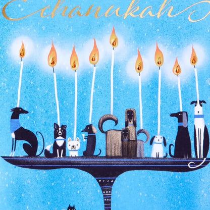 Whimsical Dog Menorah Hanukkah Card