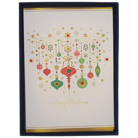 Ornate Ornaments on Pearl Boxed Christmas Cards