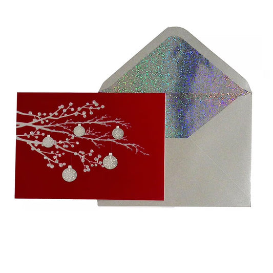 Ornate Ornaments On Branches Christmas Card