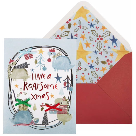Roarsome Xmas Dinos Christmas Card