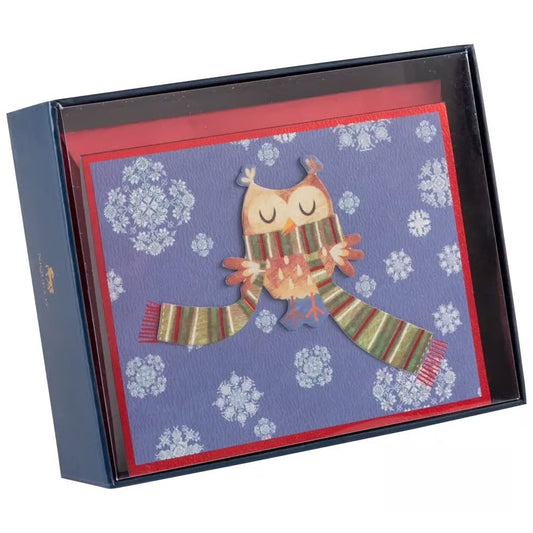 Owl In Scarf Boxed Christmas Cards