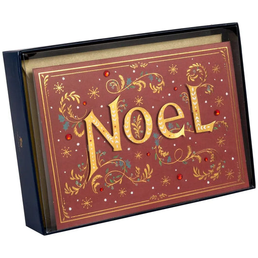 Noel Lettering 8Ct Boxed Christmas Cards
