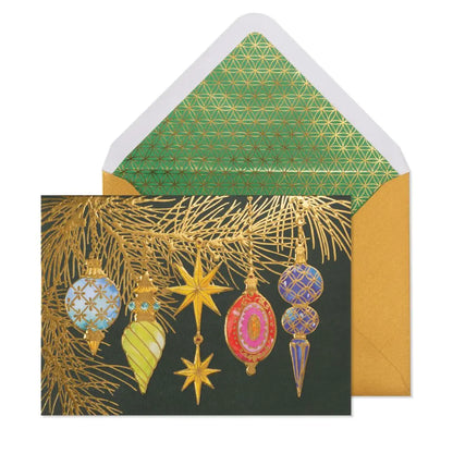 Ornaments And Pine On Grn 8Ct Boxed Christmas Cards