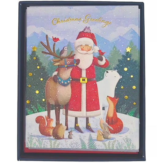 Santa And Animals Boxed Christmas Cards