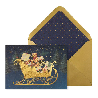 Ornate Sleigh On Dk Blue 8Ct Boxed Christmas Cards