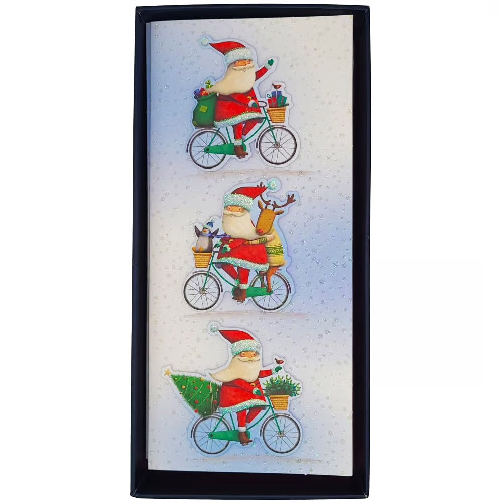 Santas On Bicycles Boxed Christmas Cards