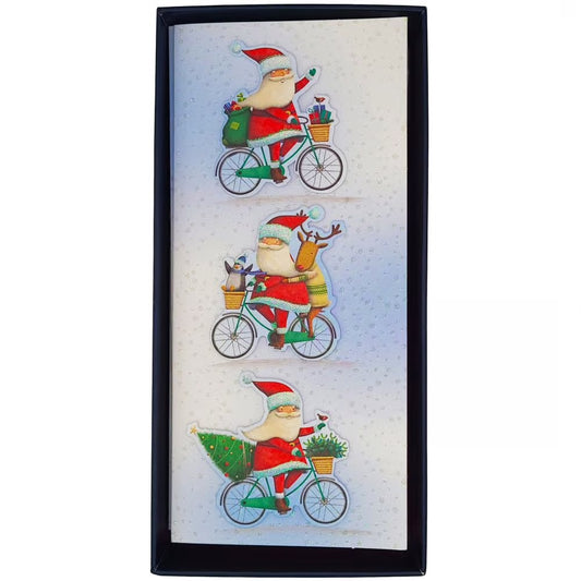 Santas On Bicycles Boxed Christmas Cards
