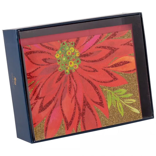 Bold Stylized Poinsettia 10Ct Boxed Christmas Cards