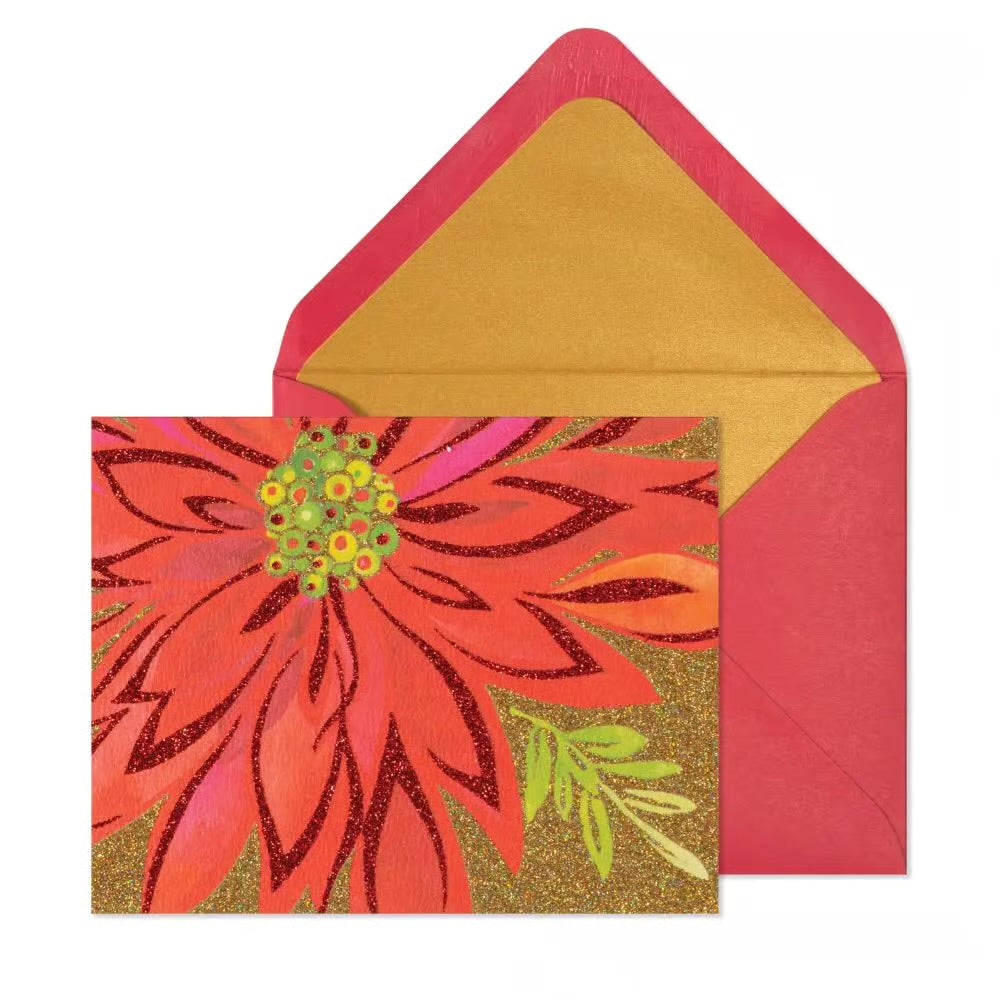 Bold Stylized Poinsettia 10Ct Boxed Christmas Cards