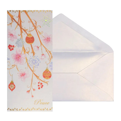 Pink Ornaments With Peace 8Ct Boxed Christmas Cards