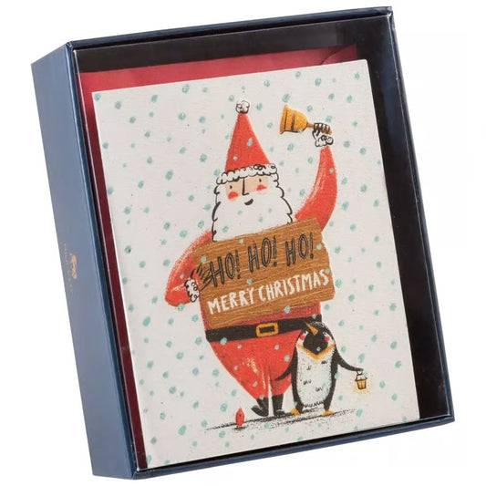Santa With Bell 10Ct Boxed Christmas Cards