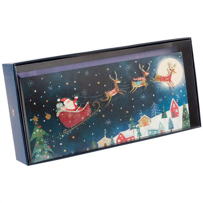 Santa Reindeer Night Sky 8Ct Boxed Christmas Cards