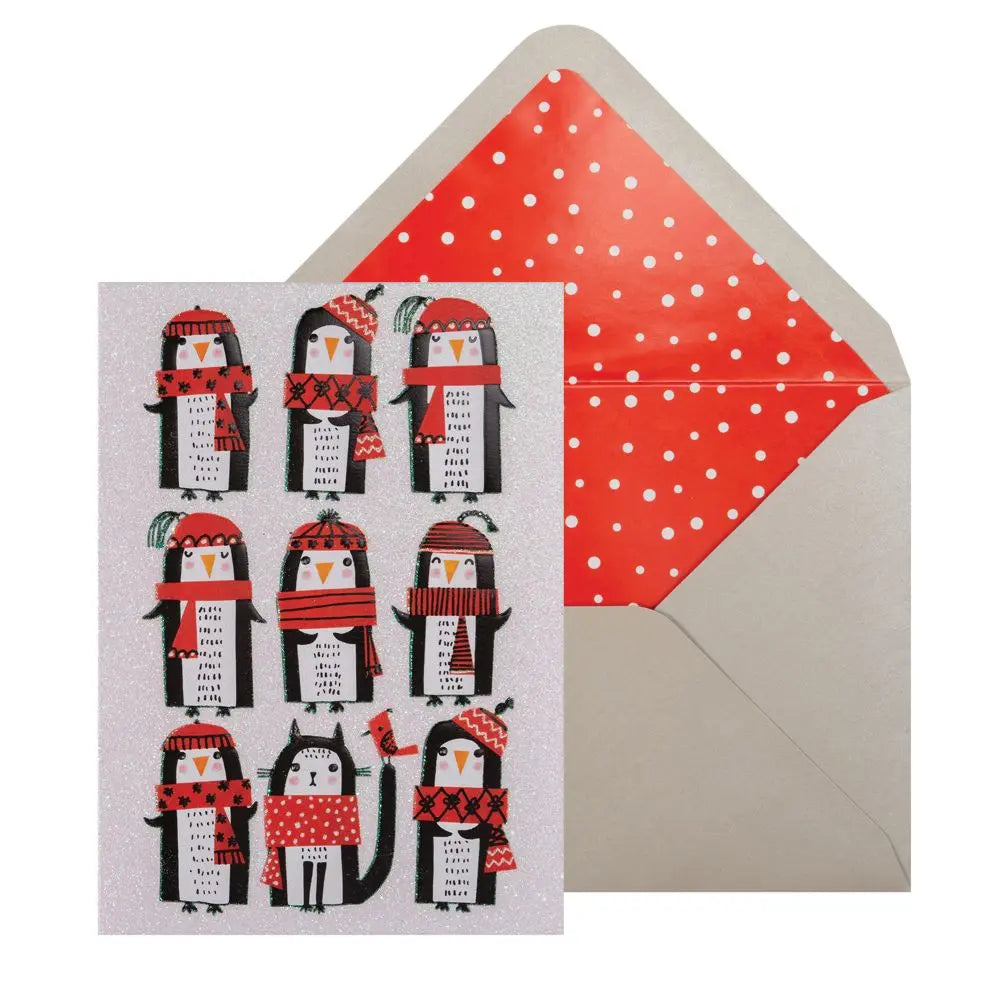 Penguins And Cat 8Ct Boxed Christmas Cards