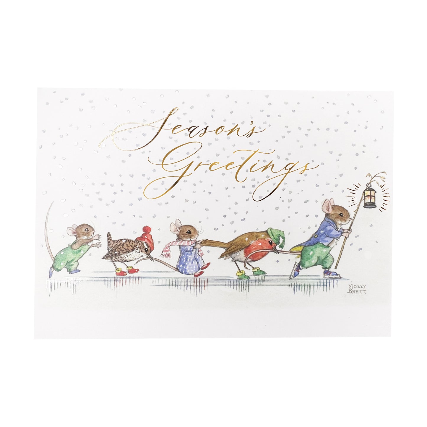 Skating Mice and Birds 20ct Boxed Christmas Cards